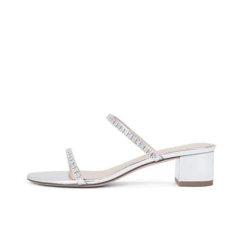 CHARLES KEITH Маленький ck one Ремень Сандалии Тапочки 4,1cm Женские Черный Текстурированный Черный Текстурированный Серебряный