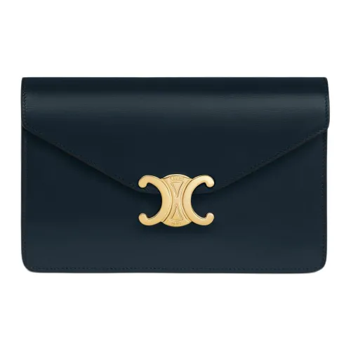 CELINE Margo Яркий Телячья кожа Кошелек Женские Морской синий