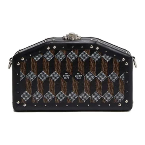 AU DEPART Покрытый холст коровья кожа хлопок металл кожа клатч Нано женский черный