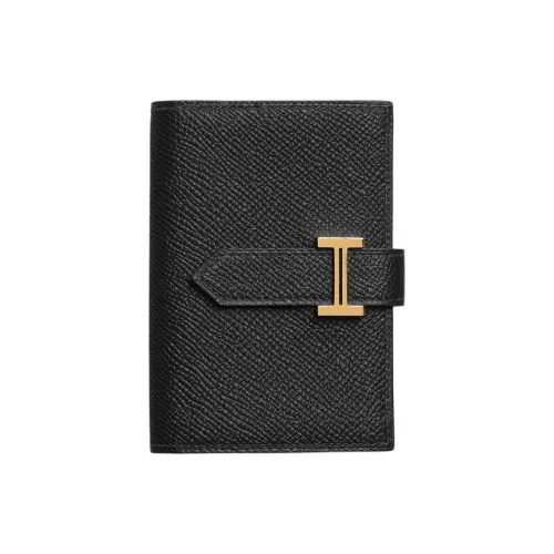 HERMES Bearn Epsom Телячья кожа Держатель для карт Унисекс Черный