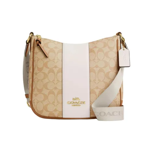 COACH Ellie Холст и Кожа Сумка через плечо Средняя Женская Светлый хаки