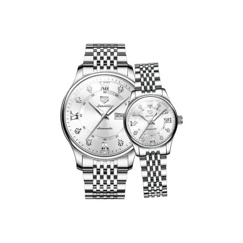 Jin Shi Dun Механический механизм ремешок из нержавеющей стали унисекс белый циферблат