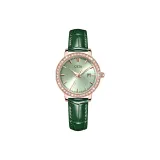 Зеленый ремешок, розовое золото, корпус, зеленый циферблат