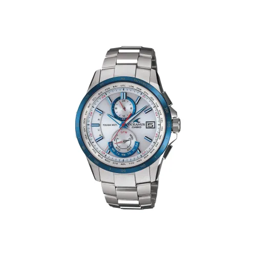 CASIO OCEANUS Коллекция Солнечный Кварцевый механизм Титан Ремешок Часы Мужские Белый Циферблат