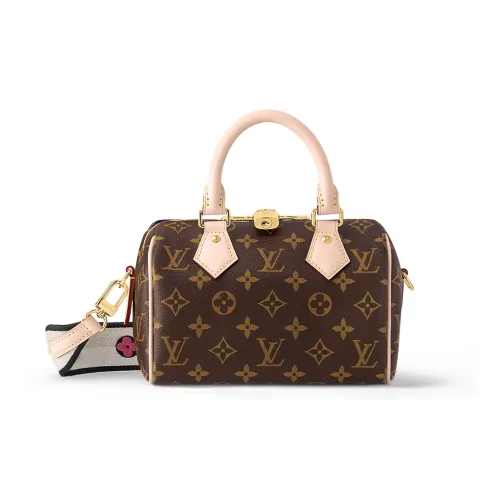 LOUIS VUITTON Speedy Холст с кожей Комбинированная Подушка Сумка Сумка через плечо Сумка через плечо Женская Коричневая