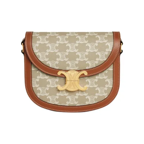 CELINE Besace Сумка из коровьей кожи с обметкой сумка через плечо плечевая сумка женская серо-бежевая