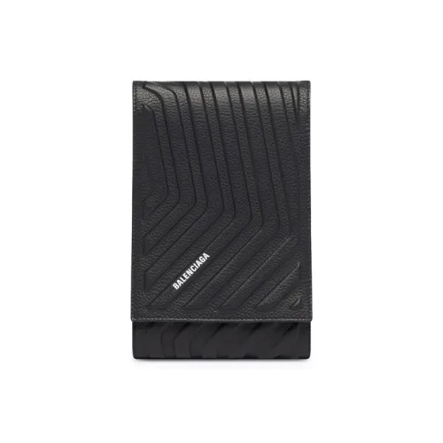Balenciaga Car Grained Телячья кожа Одно плечо Через плечо Чехол для телефона Мужской Черный