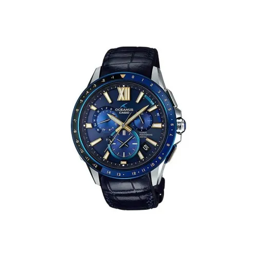 CASIO Кварцевый механизм ремень из натуральной кожи унисекс синий циферблат