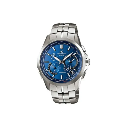 CASIO Солнечный Кварцевый Механизм Титан Ремешок Часы Мужские Синий Циферблат