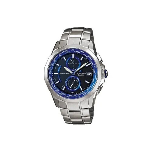 CASIO Кварцевый механизм Титан Ремешок Часы 42,4 мм Мужские часы Синий циферблат