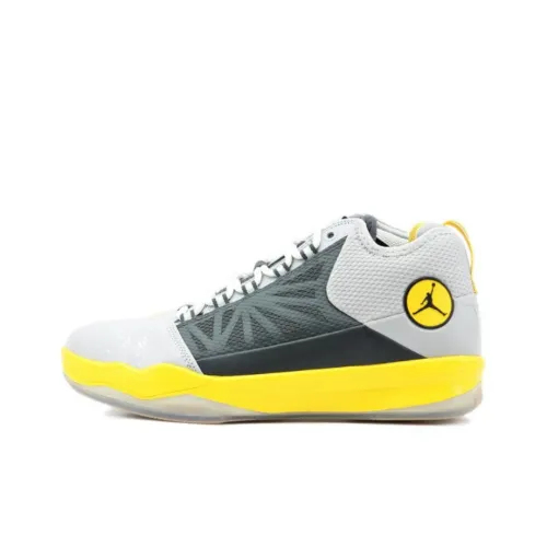 Jordan CP3 6 Амортизация Износостойкий MID Топ Баскетбольные кроссовки Мужские Серый Желтый