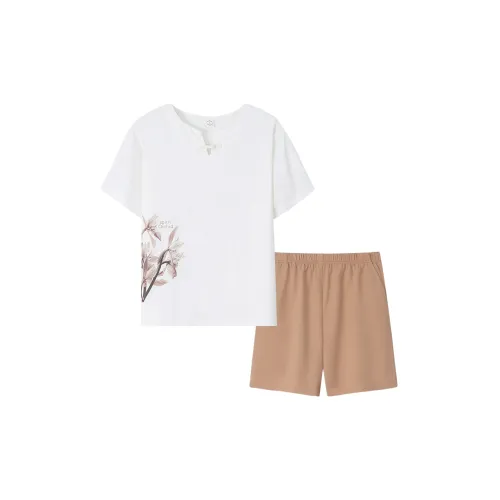 Sha Qian Пижамный комплект Летний Женский Белый