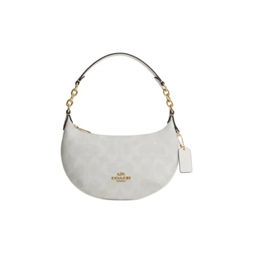 COACH Payton Покрытый холст с кожаными вставками сумка через плечо маленькая сумка женская золотая и мел ледниковый белый