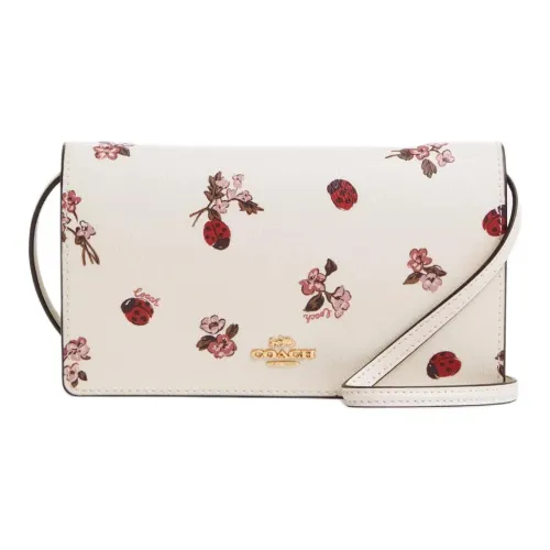 COACH Anna Покрытый холст клатч сумка через плечо маленькая женский золотой и мелово-многоцветный