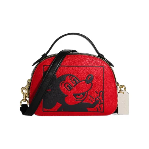 COACH Disney X Keith Haring Коллаборация Serena Сумка из крупнозернистой текстуры сумка через плечо маленькая сумка через плечо женская красная