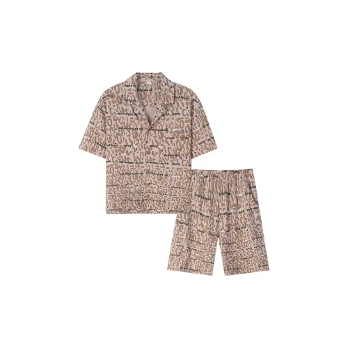 Sha Qian Пижамный комплект Летний Мужской Молочно-чайный