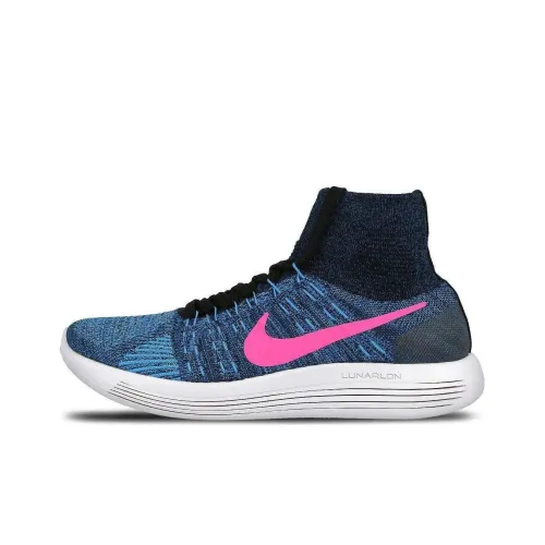 nike LunarEpic Flyknit Амортизация Устойчивый к истиранию Дышащий Высокий Топ Повседневные Беговые кроссовки Женские Синий Розовый