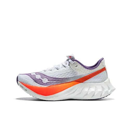 Saucony Endorphin Pro 4 Амортизация и Дышащий Низкий Топ Беговые кроссовки Женские Белые Фиолетовые
