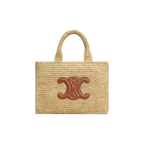 CELINE Cabas Thais Растительный материал с коровья кожа обметка сумка через плечо маленькая сумка женский рыжевато-коричневый