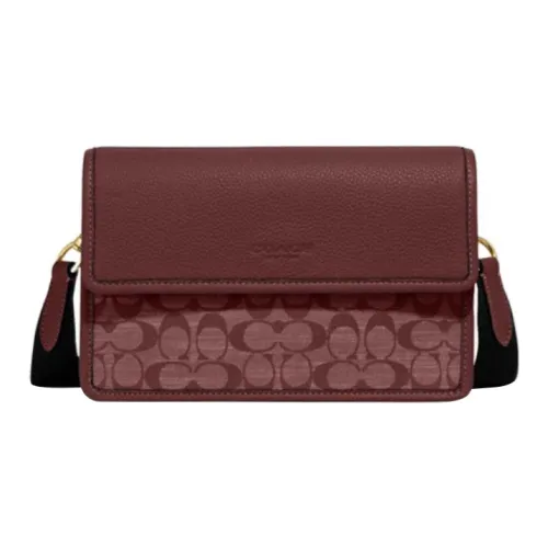 COACH Тернер Сумка через плечо из ткани и коровьей кожи среднего размера женская бордового цвета