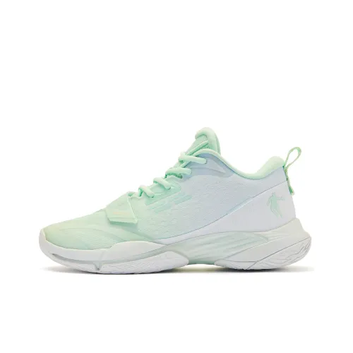 QIAODAN Wind Blade Fly By Амортизирующие шоки Противоскользящие низкие баскетбольные кроссовки для мужчин Зеленый Белый