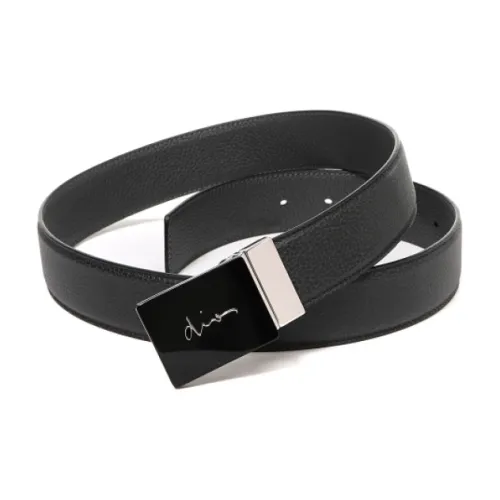 DIOR Логотип гравированный плавная застежка кожаные ремни мужской черный ширина 3,5 см
