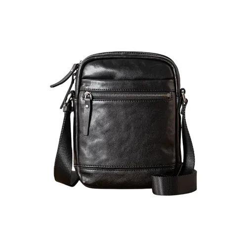 Back Step Первый слой Растительное дубление Корова Настоящая кожа Сумка через плечо Унисекс Черный