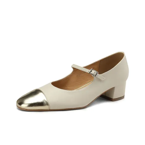 EASTTATALL Женские Французский Многоцветный CHANEL Inspired Низкий вырез Обувь Грубый каблук Туфли Мэри Джейн Женские