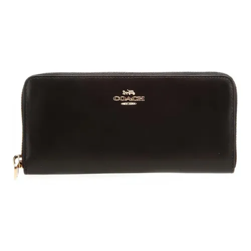 COACH Accordion Zip Телячья кожа Клатч Кошелек Маленький Мужской Черный