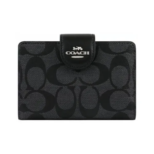 COACH Corner Zip PVC Запястье Сумка Клатч Маленькая Сумка Кошелек Женская Угольно-Черный