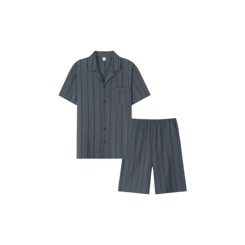 Sha Qian Пижамный комплект Летний Мужской Синий