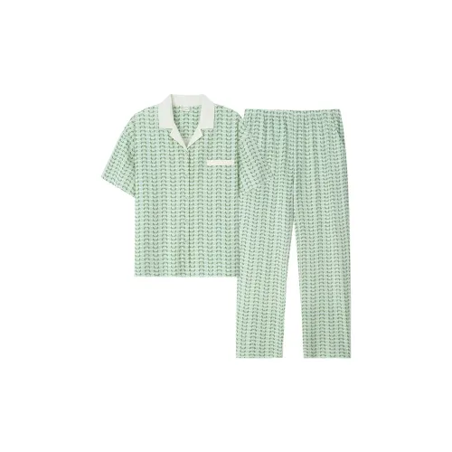 Sha Qian Пижамный комплект Летний Женский Зеленый