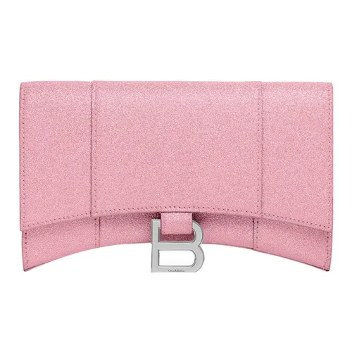 Balenciaga HOURGLASS Полиэстер с Полиуретаном Сумка через плечо Кошелек Экстра Маленький Женский Розовый