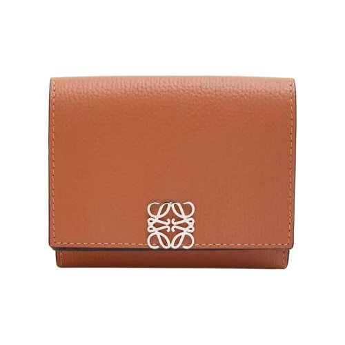 LOEWE Anagram Pebble Текстура Телячья кожа Кошелек Женские Коричневый
