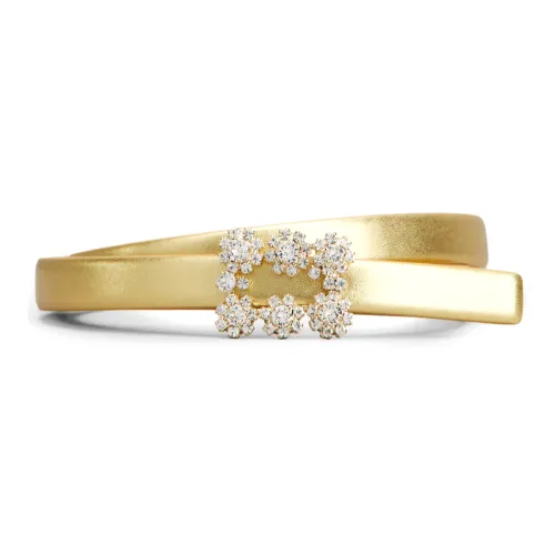 Roger Vivier Цветочный Пряжка Плавная пряжка Кожаные ремни Женские Золотой Ширина 1,5 см