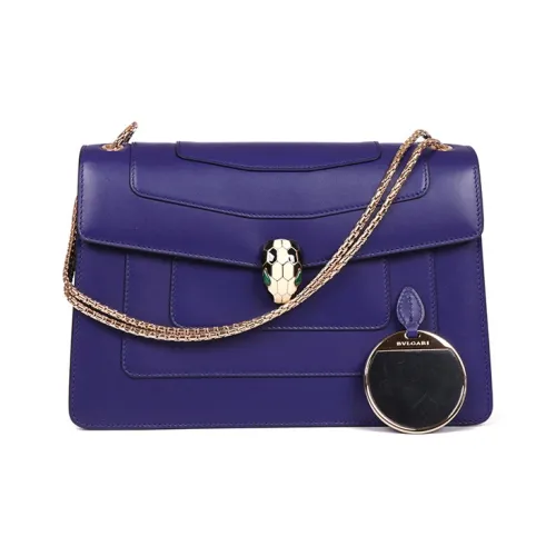 BVLGARI Телячья кожа Сумка на плечо Сумка через плечо Сумка среднего размера Женская Сапфирово-синий