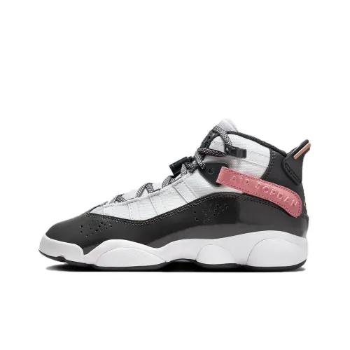 Jordan Air Jordan 6 Кольца Амортизация Износостойкий Высокий Топ Винтажные Баскетбольные Кроссовки Женские Белые Черные Розовые