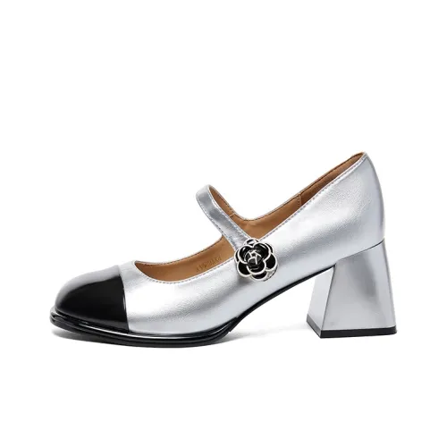 15 MINS Первая любовь Сад Квадратный каблук Туфли Мэри Джейн 6 см Женские