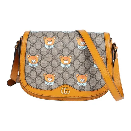 GUCCI Ophidia Текстильная сумка на плечо из холста и кожи сумка через плечо маленькая сумка женская коричневый и оранжевый