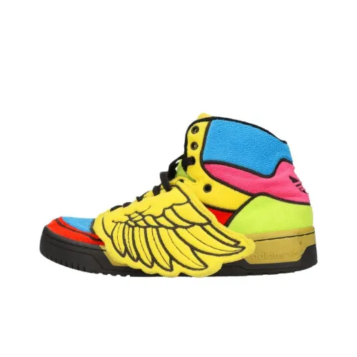 JEREMY SCOTT x adidas originals Wings Rainbow Амортизация Износостойкий Высокий Топ Винтажные Баскетбольные Кроссовки Мужские Желтые