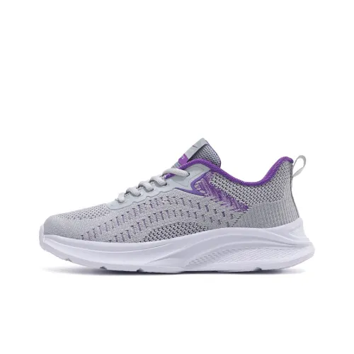 Binary Амортизирующий Нескользящий Износостойкий Дышащий и Легкий Низкий Топ Беговые кроссовки Женские Серый Фиолетовый