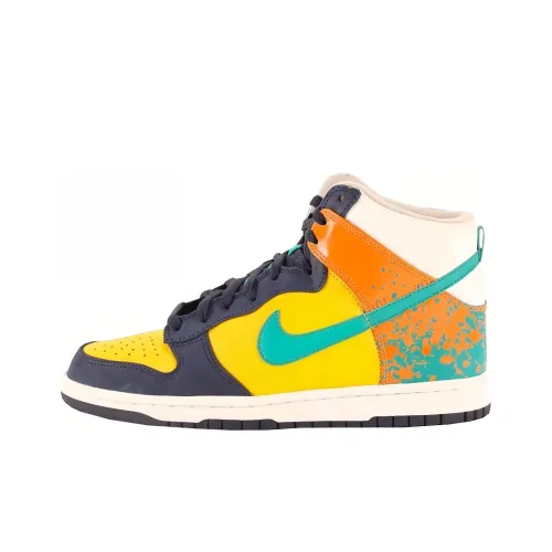 Nike Dunk High Термический Slip-Resistant Амортизация Высокий Топ Скейтбординг Мужской Желтый Синий