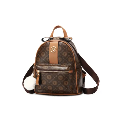 Weymond Мягкая кожа Путешественный рюкзак Текстура Корейский стиль Рюкзак Женские Хаки Кофе Земляной желтый