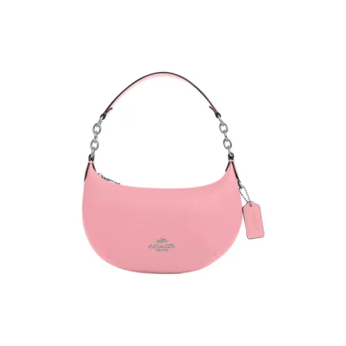 COACH Payton Пескоструйная кожа Сумка через плечо Сумка Маленькая Женская Серебряный Цветочный Розовый