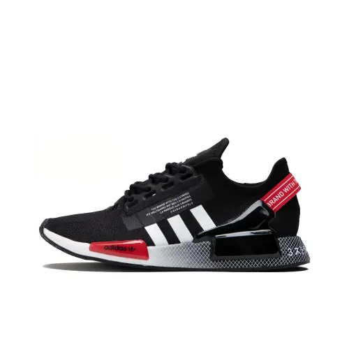 Adidas Originals NMD V2 Амортизирующие шоки противоскользящие низкий топ беговые кроссовки унисекс белый черный