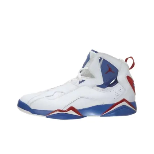 Джордан True Flight Амортизация Износостойкий Высокий Топ Винтажные Баскетбольные Кроссовки Унисекс Синий Белый Красный