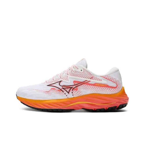 Mizuno Wave Rider 27 Устойчивые к истиранию Низкие Кроссовки для бега Унисекс Белый Оранжевый