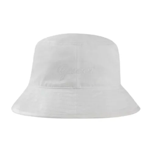 GUCCI Cotton Viscose Polyester Bucket Hats Men's White
