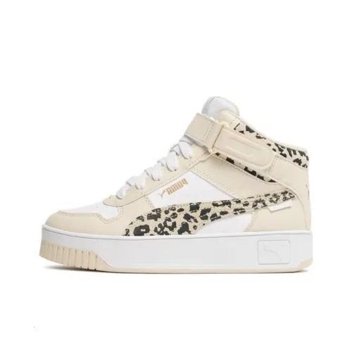 PUMA Carina Street MID High Топ Кроссовки для скейтбординга Женские Белые Желтые