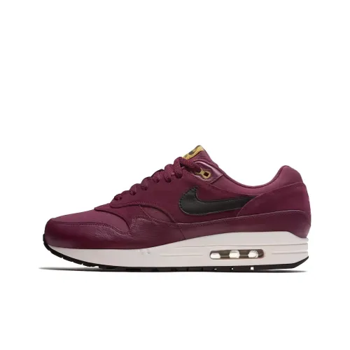 Nike Air Max 1 Амортизация Износостойкий Низкий Топ Повседневная Обувь Мужская Бургунди